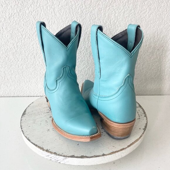 Lane EMMA JANE Womens Cowboy Bootie 5 Turquoise Blue Cowgirl Western Short Boots - Picture 1 of 11